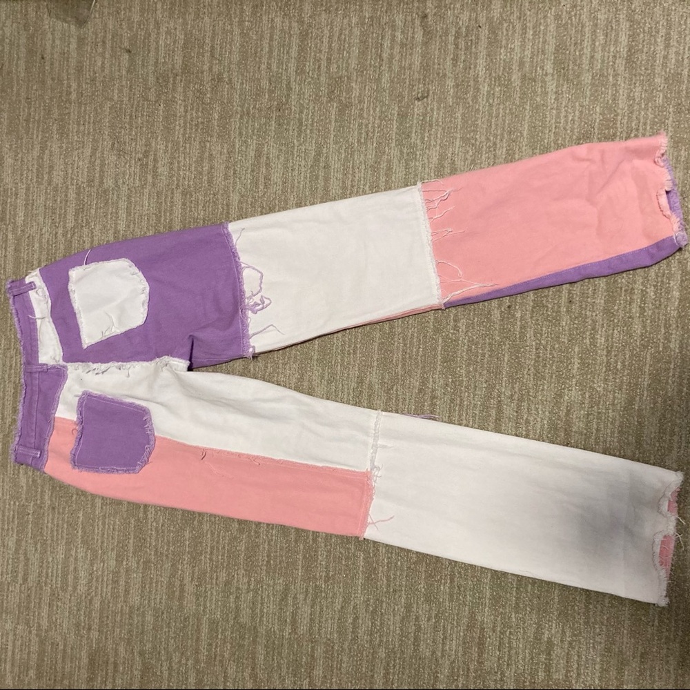 Pink Multicolored Spliced/Patchwork Jeans - image 2